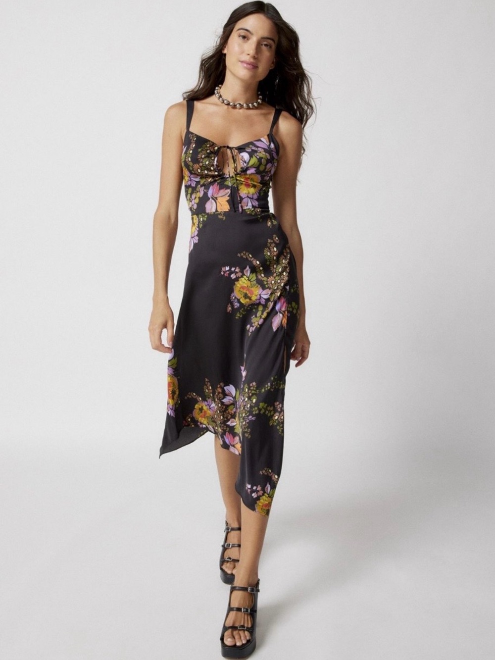 Priscilla Lace-up Midi Dress